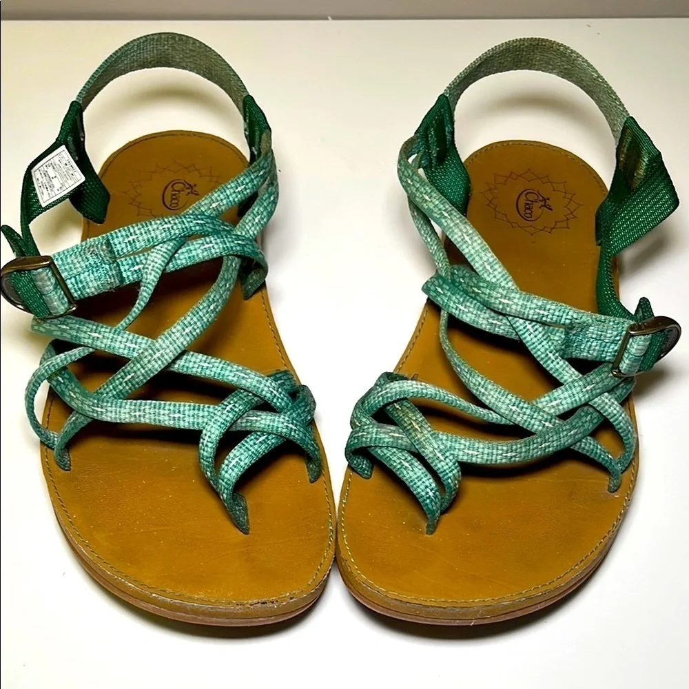Chaco Green Strappy Sandals Women's Wide Size 10